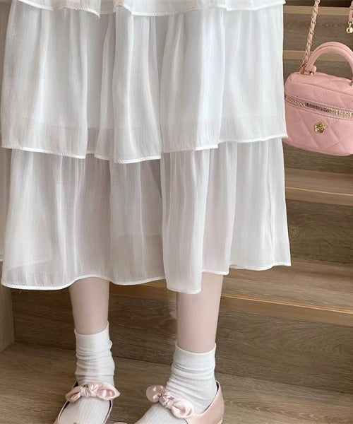 シフォンティアードロングスカート 9000897