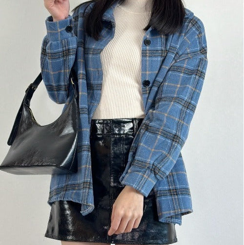 チェック柄オーバーサイズシャツ 9001030