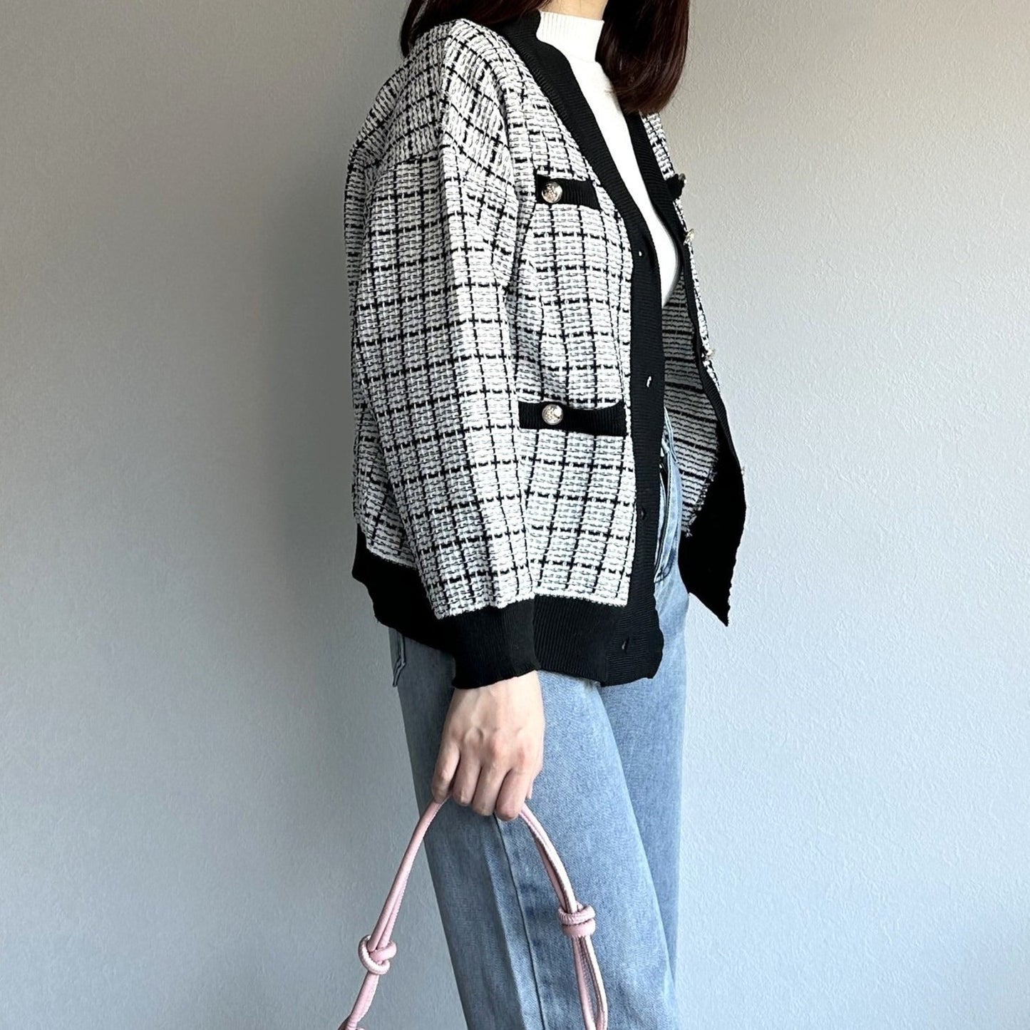 ゴールドボタンツイードカーディガン 9001065