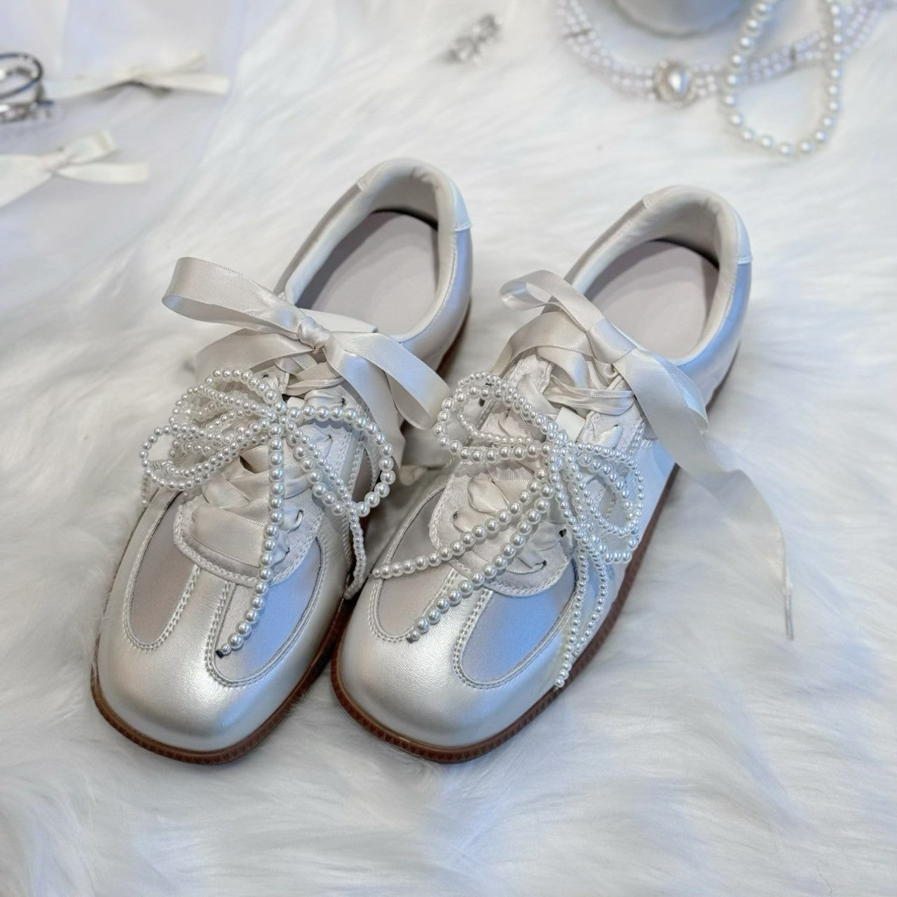 パールリボンシューズアクセサリー 0001194