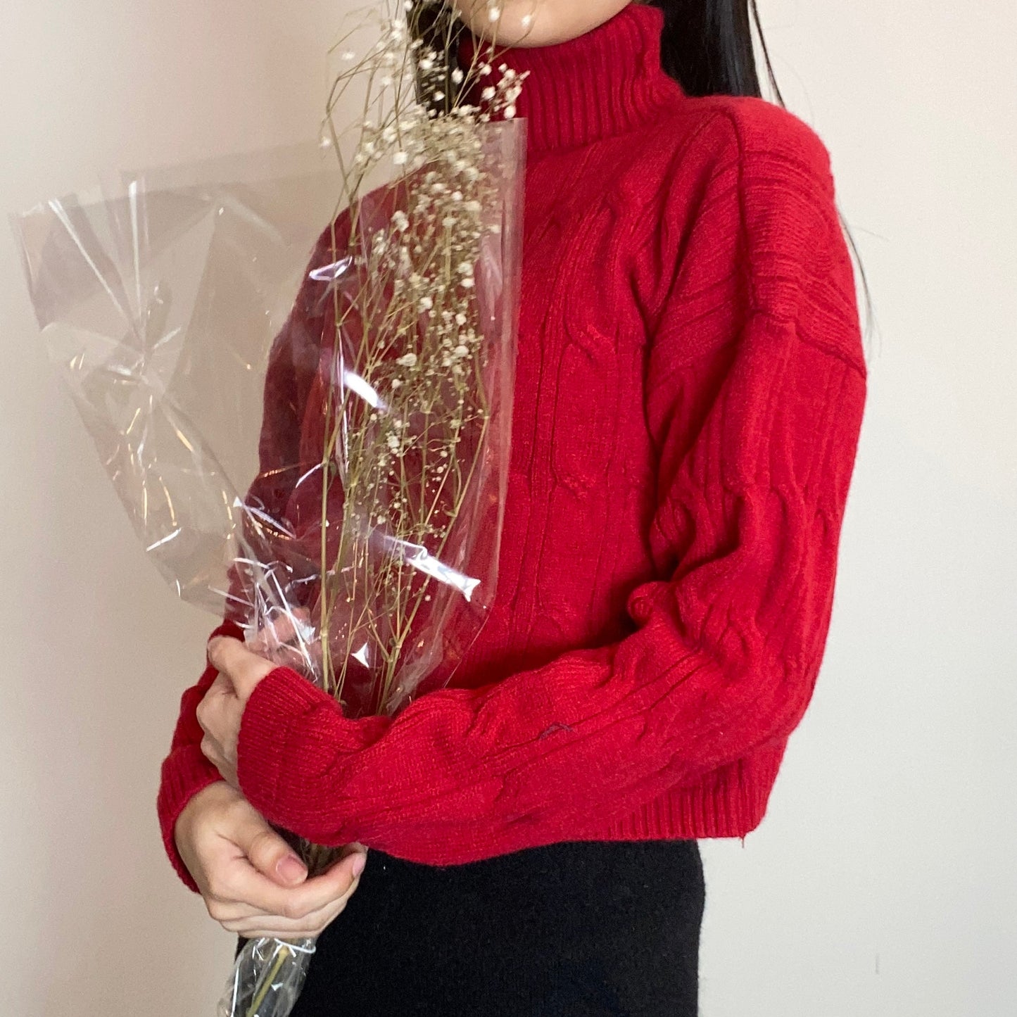 シンプルタートルケーブルニット 000378