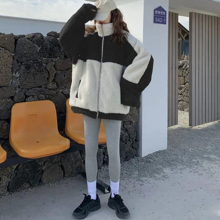 ハイネックバイカラーボアアウター 005042