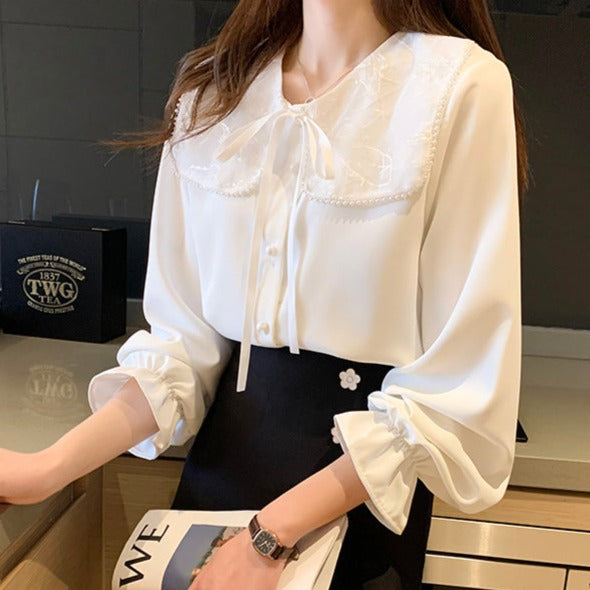 ビッグレース衿キャンディスリーブブラウス 9000778