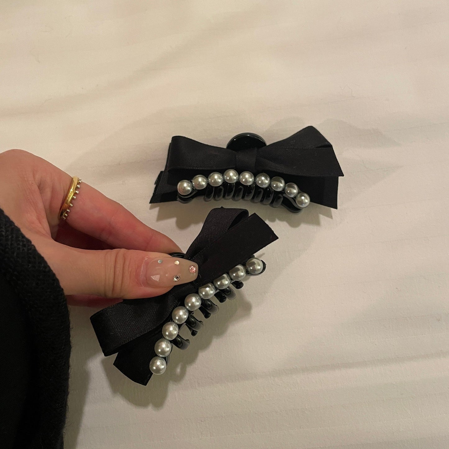 パール付きリボンクリップ 0000569