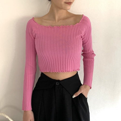 2wayネックメロウリブトップス 9001007