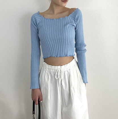 2wayネックメロウリブトップス 9001007