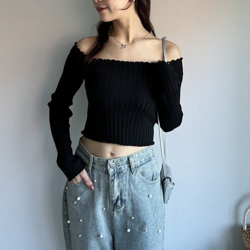 2wayネックメロウリブトップス 9001007