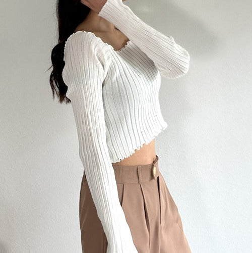 2wayネックメロウリブトップス 9001007