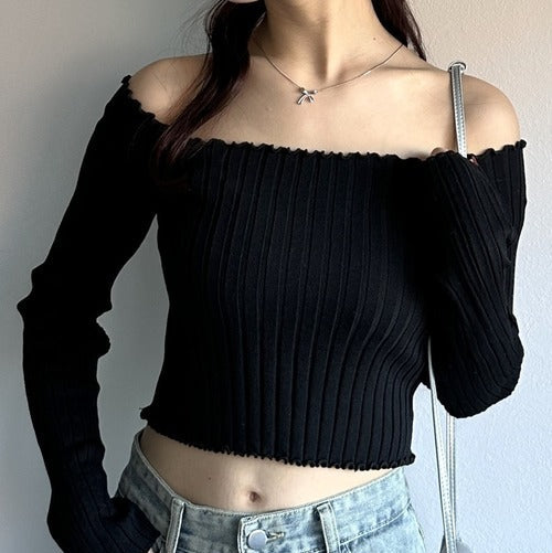 2wayネックメロウリブトップス 9001007