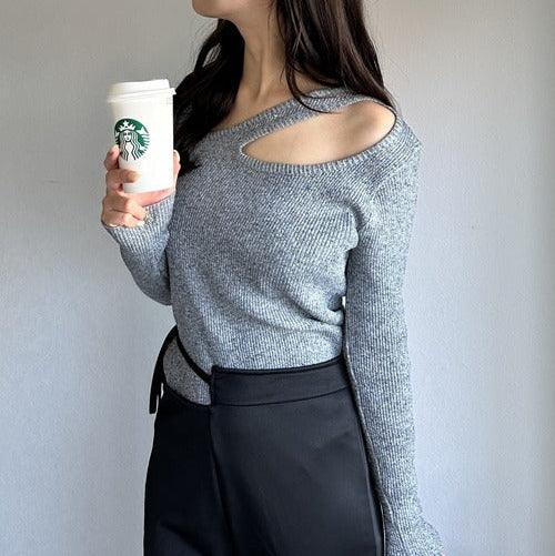 アシンメトリーリブニットトップス 9001016