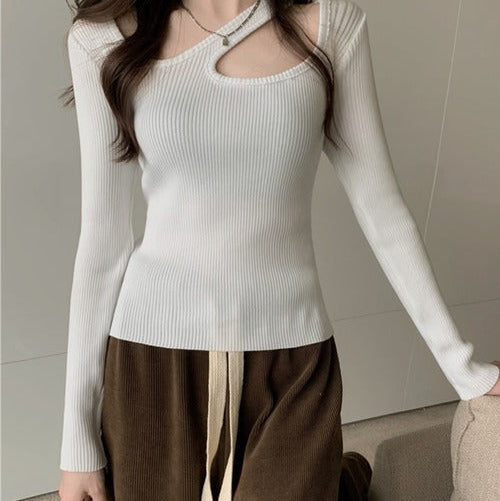 アシンメトリーリブニットトップス 9001016