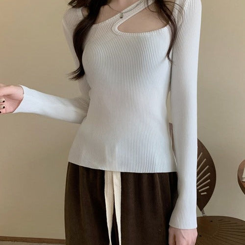 アシンメトリーリブニットトップス 9001016