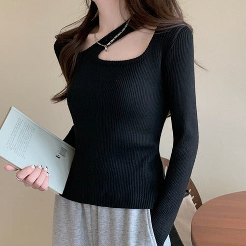 アシンメトリーリブニットトップス 9001016