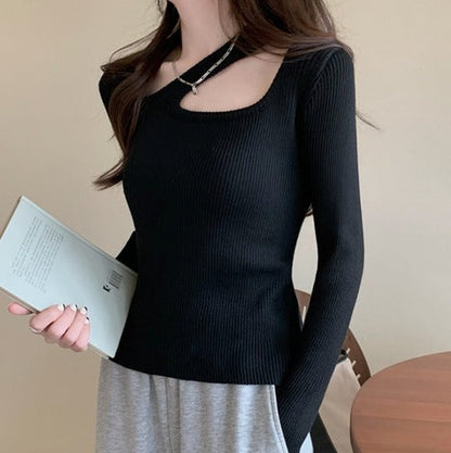 アシンメトリーリブニットトップス 9001016