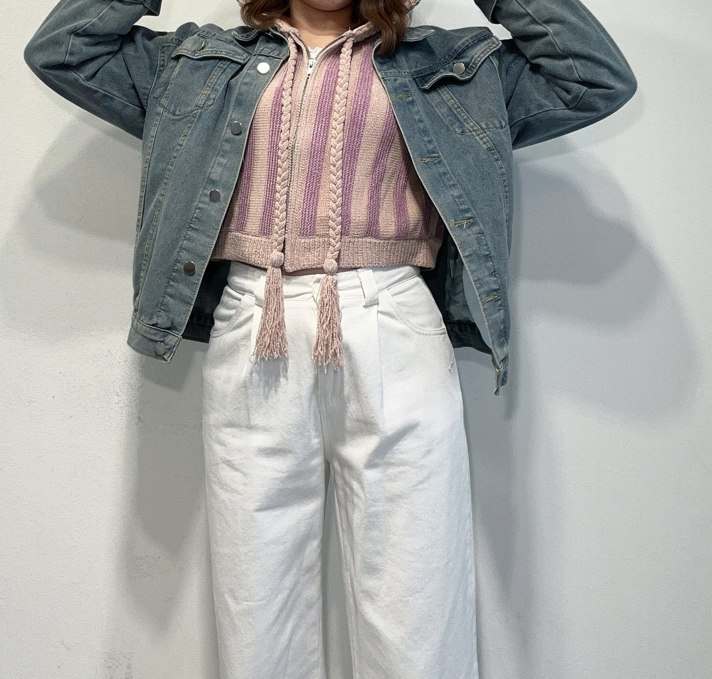 ストライプラメモールトップス 9001248